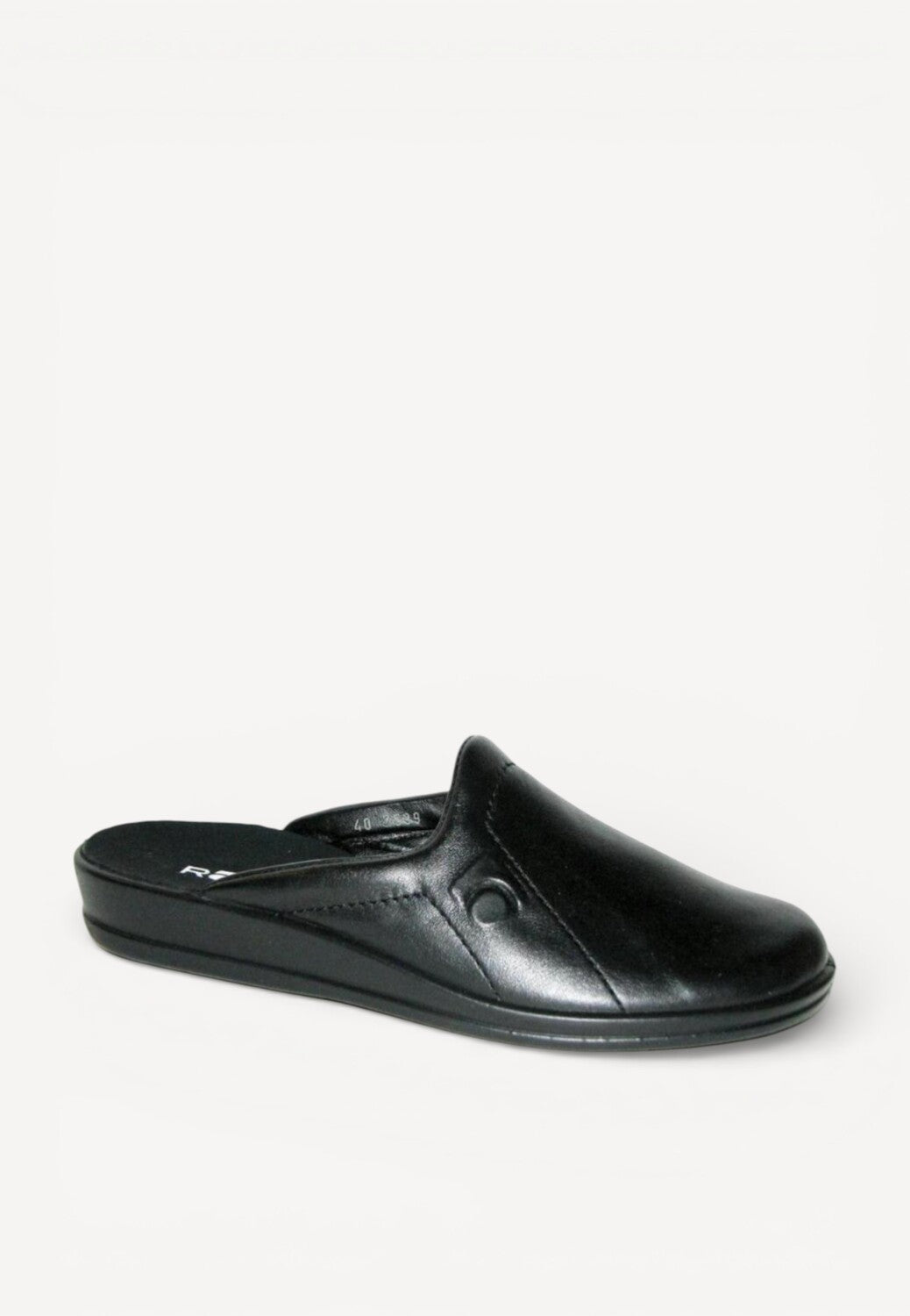 Heren muil pantoffels-Zwart leer