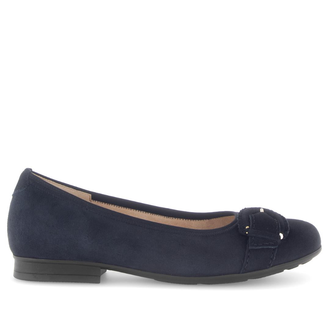 BALLERINAS + PUMPS-Blauw suède/nubuck