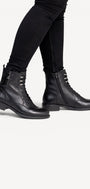 DAMES BOOTS+KORT LAARS-Zwart leer