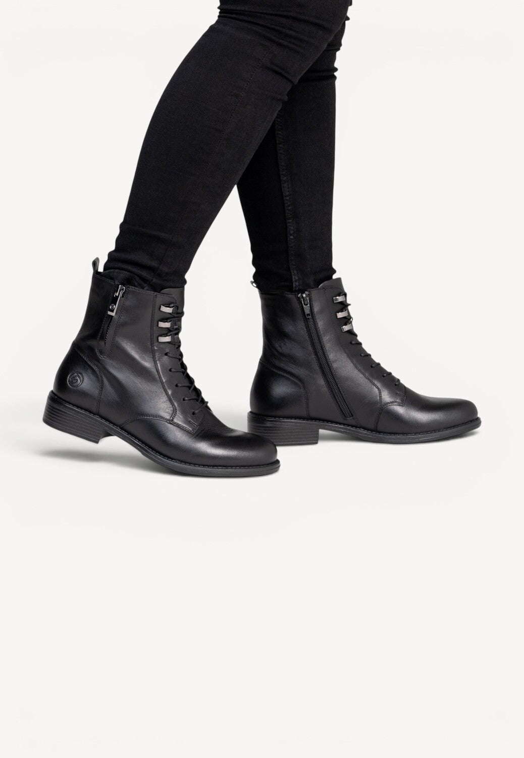 DAMES BOOTS+KORT LAARS-Zwart leer