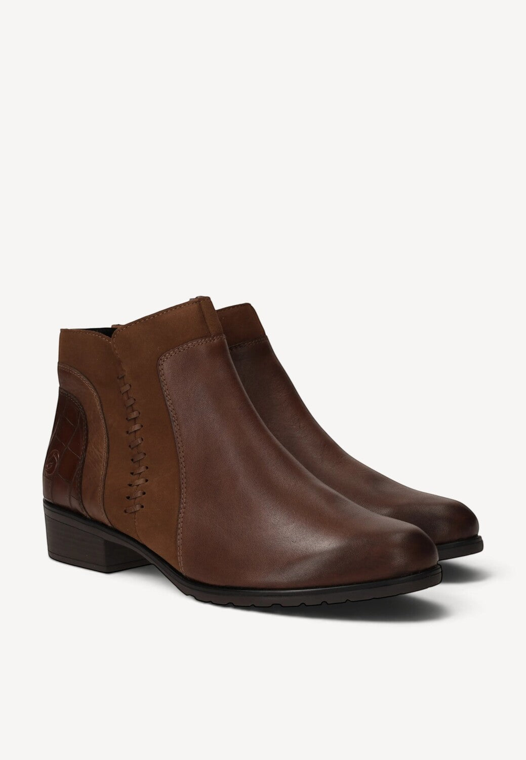 DAMES BOOTS+KORT LAARS-Bruin leer