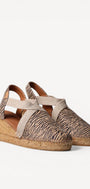MUIL +SLINGBACK-Beige combi kleur
