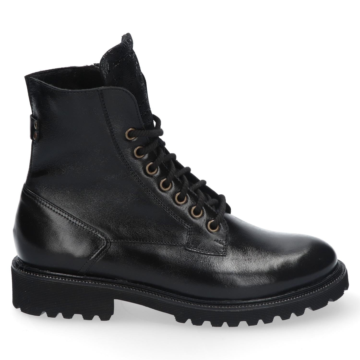 DAMES BOOTS+KORT LAARS-Zwart leer