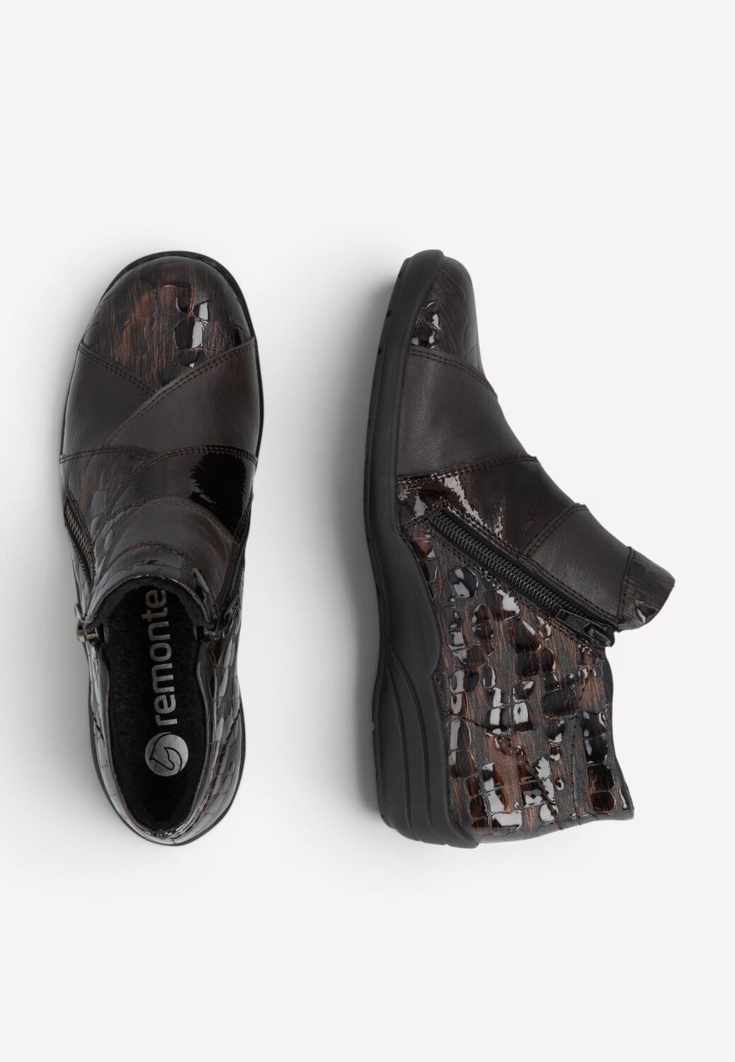 DAMES BOOTS+KORT LAARS-Bruin leer