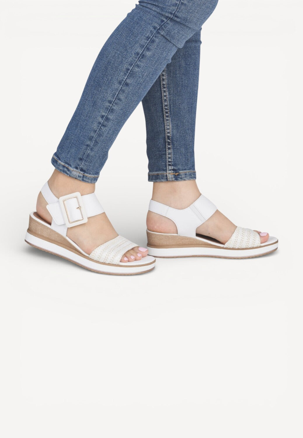 DAMES OPEN SCHOENEN-Wit combi kleur