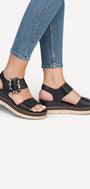 DAMES OPEN SCHOENEN-Zwart leer