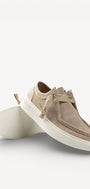 Heren veterschoenen-Beige suède/nubuck