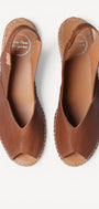 DAMES OPEN SCHOENEN-Bruin leer