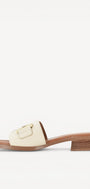 DAMES OPEN SCHOENEN-Beige leer