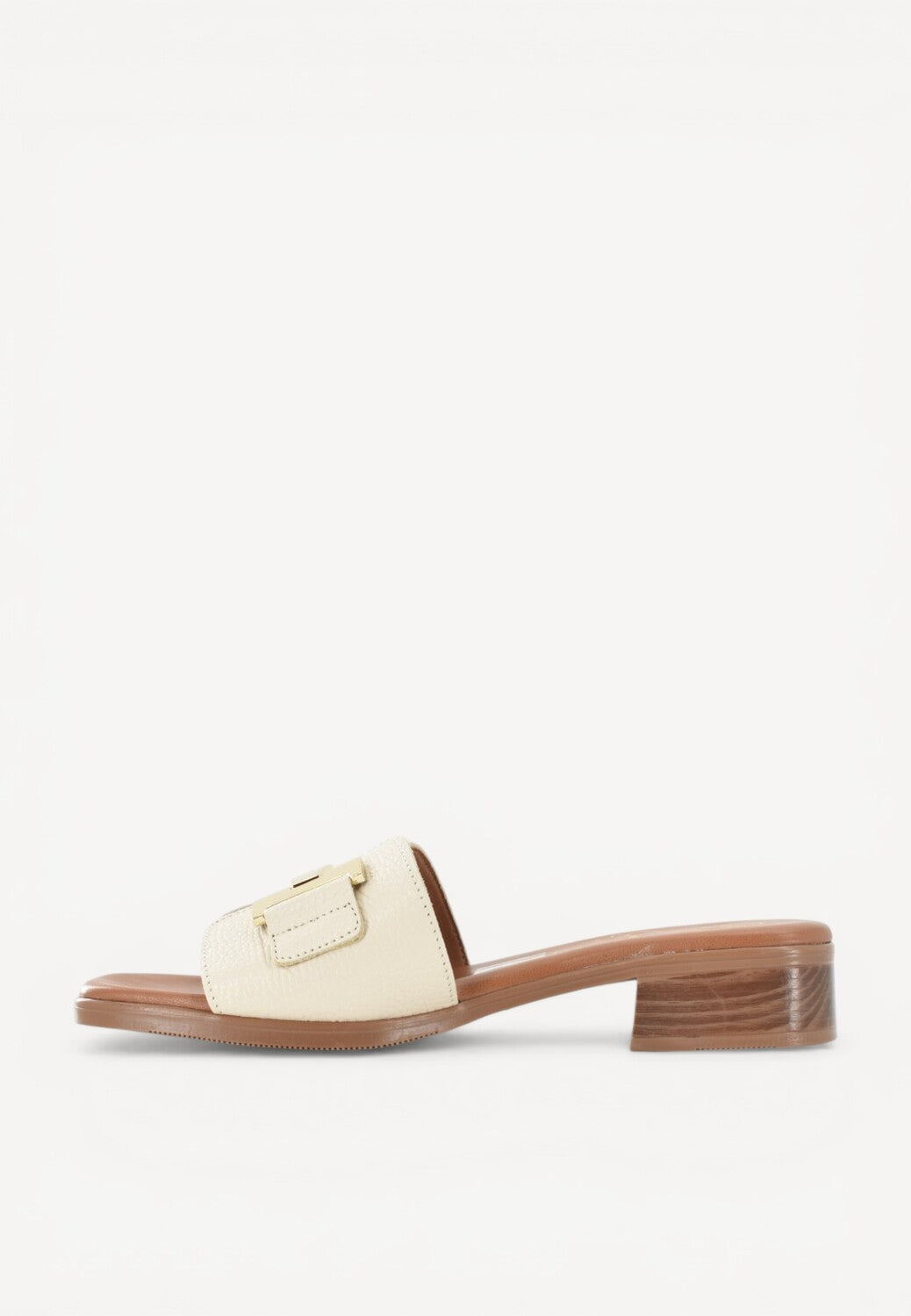 DAMES OPEN SCHOENEN-Beige leer
