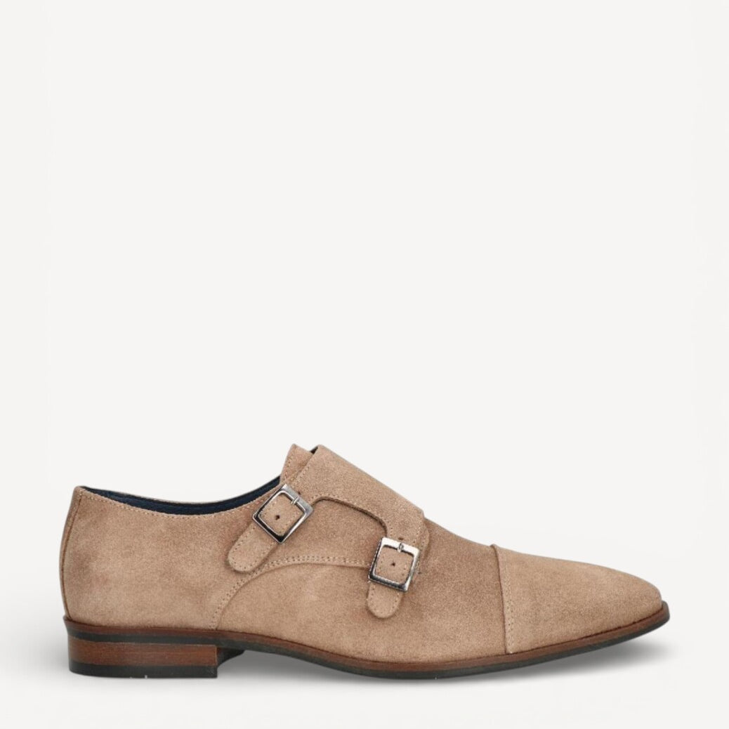 Heren veterschoenen-Beige suède/nubuck