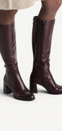 DAMESLAARS LANG/HALFHOOG-Rood leer