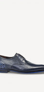 Heren veterschoenen-Blauw leer