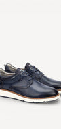 Heren veterschoenen-Blauw leer