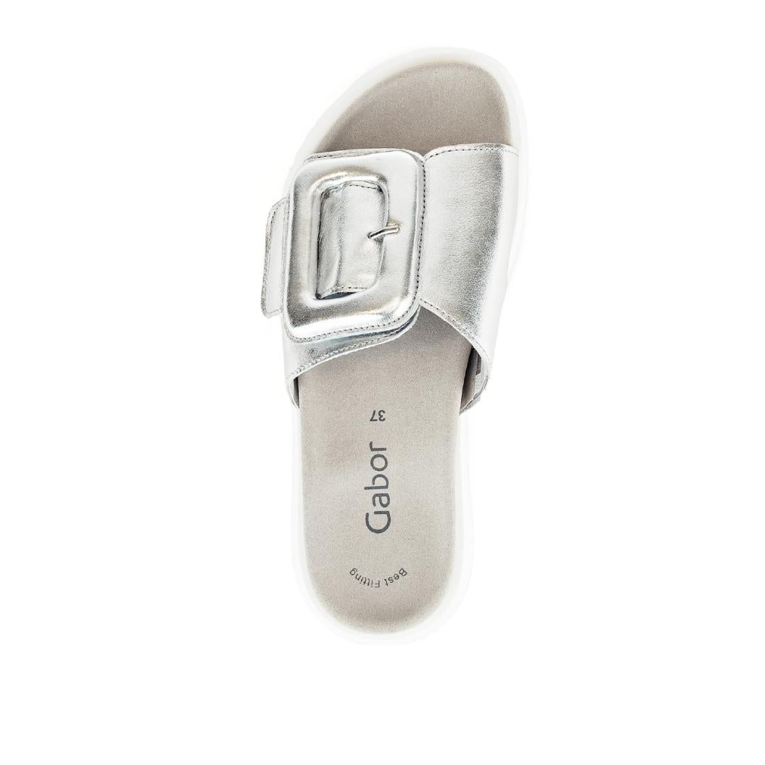 DAMES OPEN SCHOENEN-Zilver leer