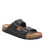 HE SLIPPER/SAND-Zwart leer