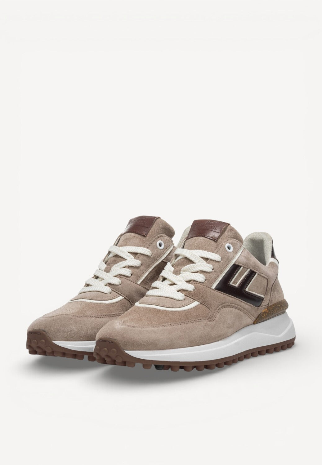Heren veterschoenen-Beige suède/nubuck