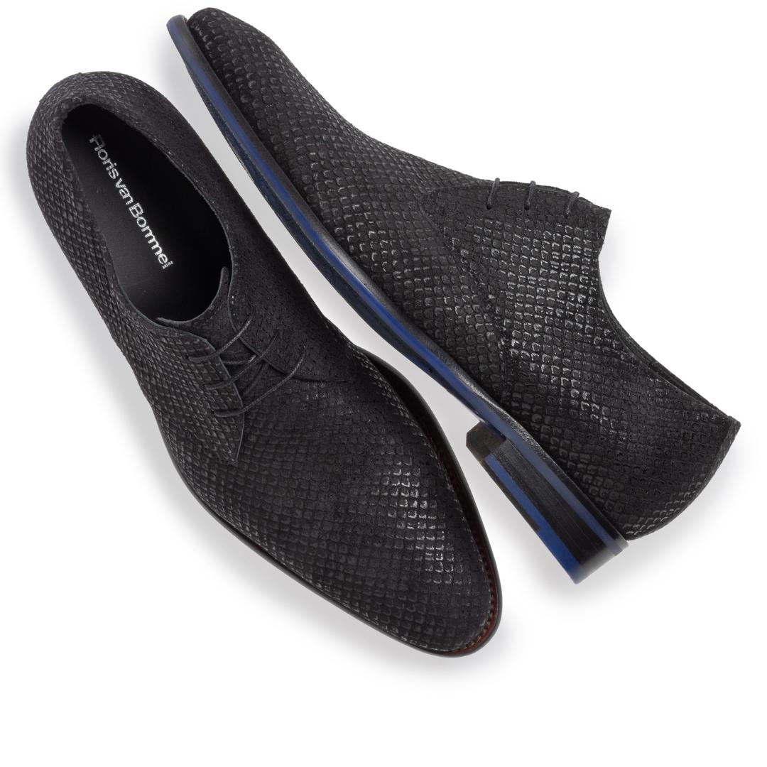 Heren veterschoenen-Zwart suède