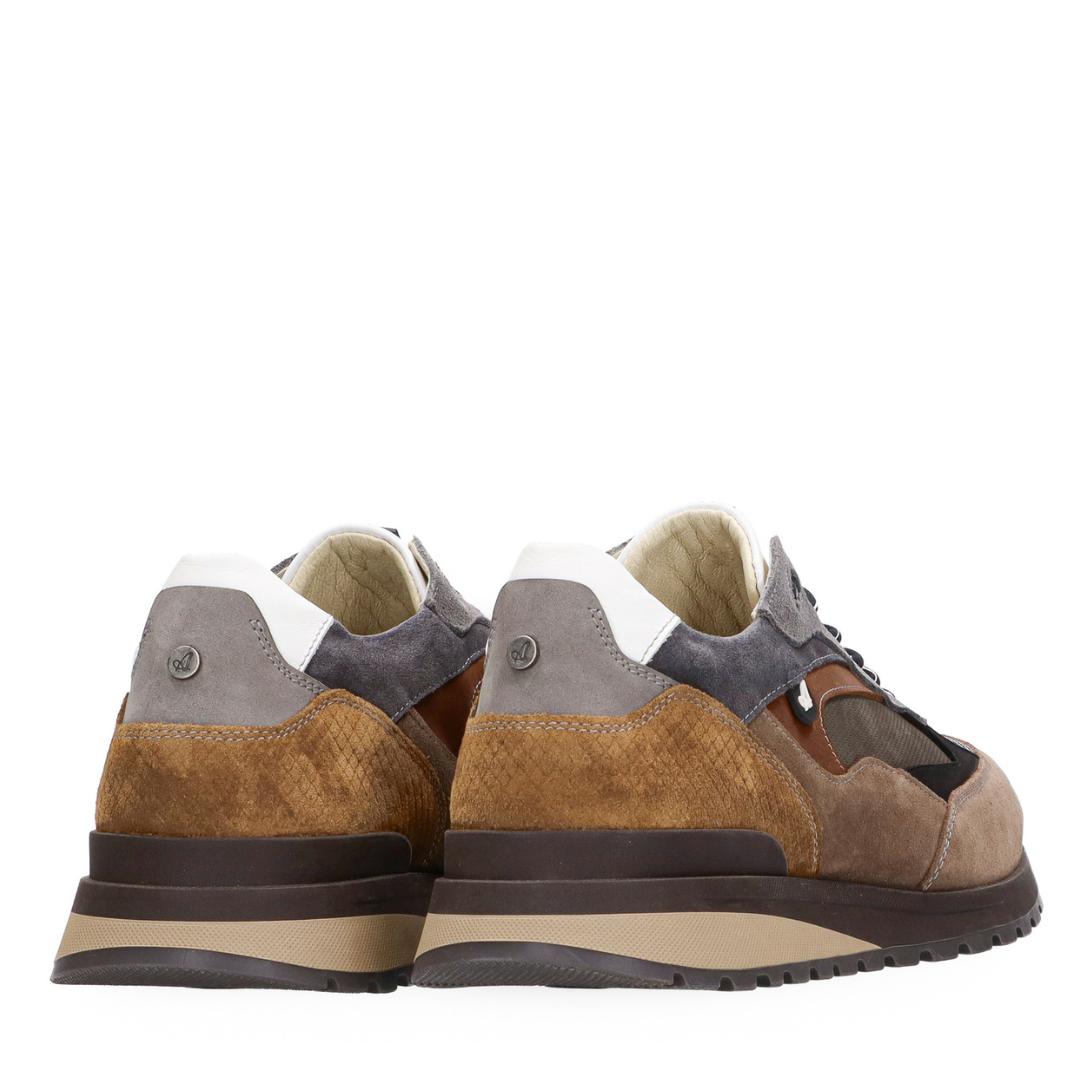 Heren veterschoenen-Beige combi kleur