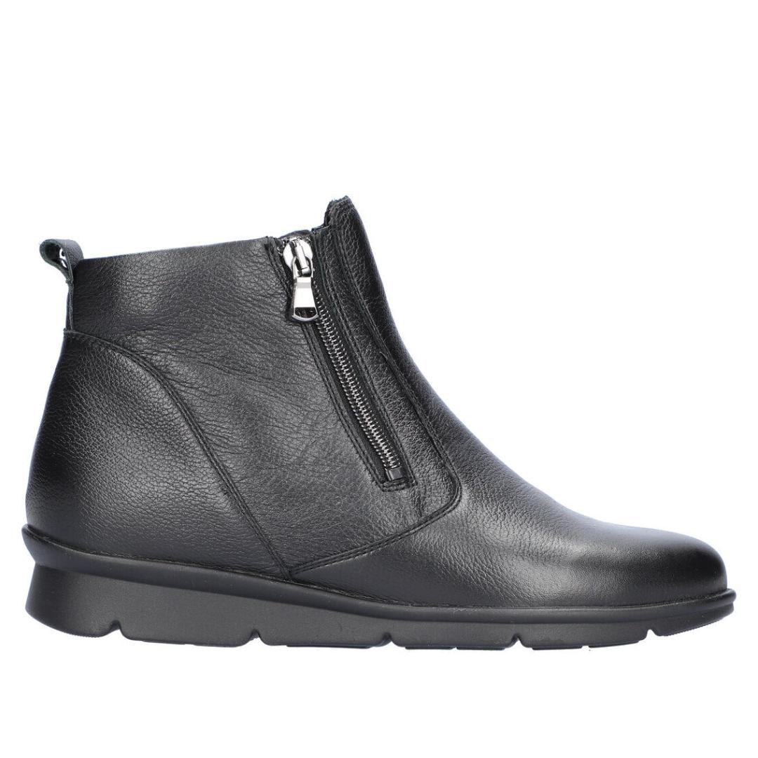 DAMES BOOTS+KORT LAARS-Zwart leer