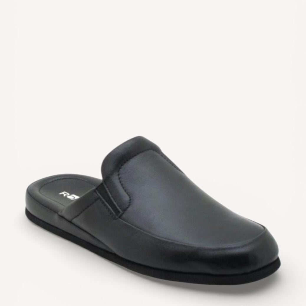 Heren muil pantoffels-Zwart leer