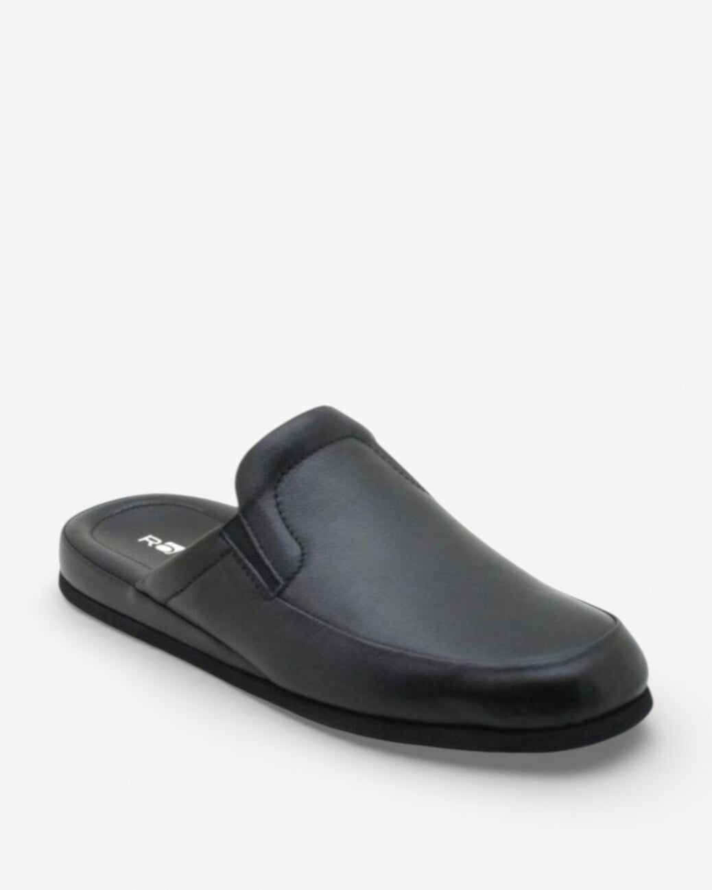 Heren muil pantoffels-Zwart leer