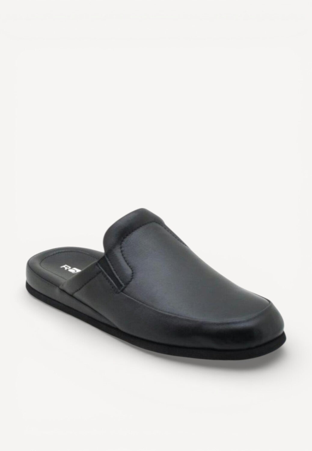 Heren muil pantoffels-Zwart leer