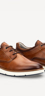 Heren veterschoenen-Bruin leer
