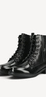 DAMES BOOTS+KORT LAARS-Zwart leer