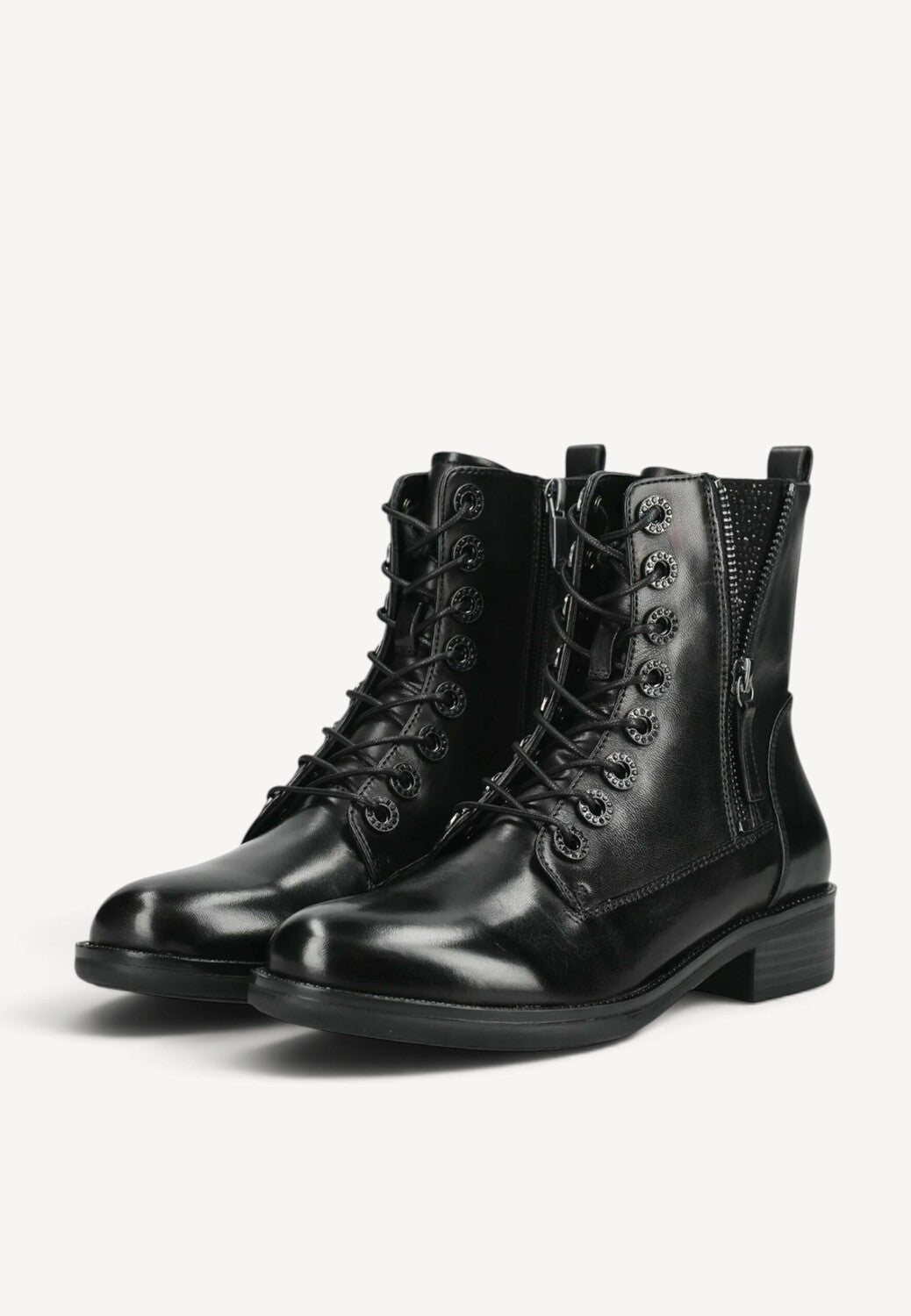 DAMES BOOTS+KORT LAARS-Zwart leer