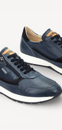 Heren veterschoenen-Blauw leer