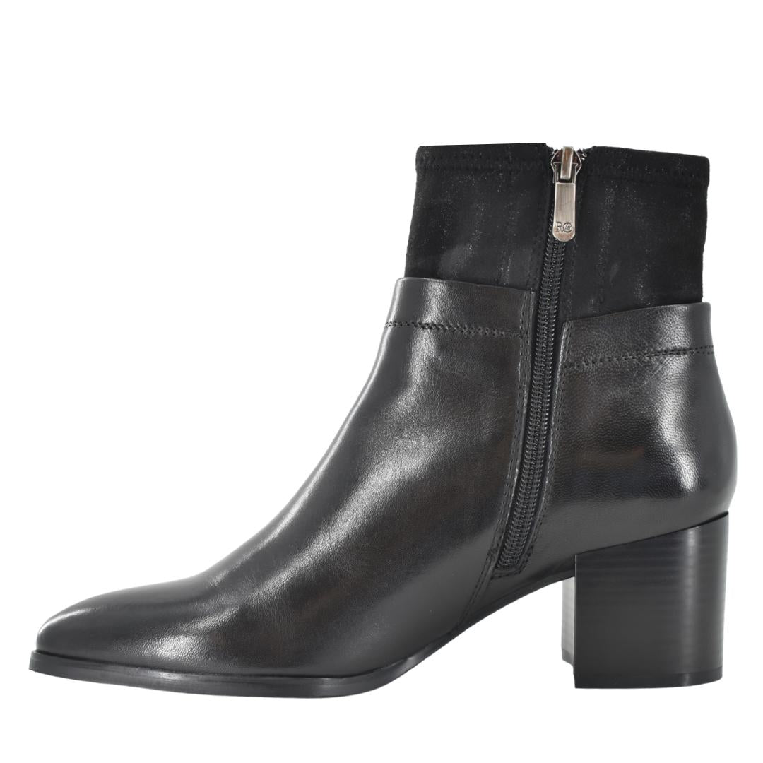 DAMES BOOTS+KORT LAARS-Zwart leer