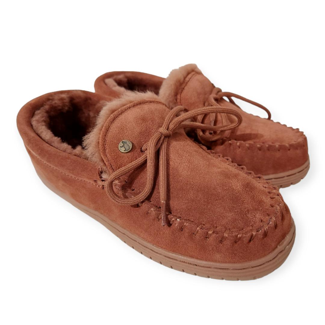 Dames dichte pantoffels-Rood suède/nubuck