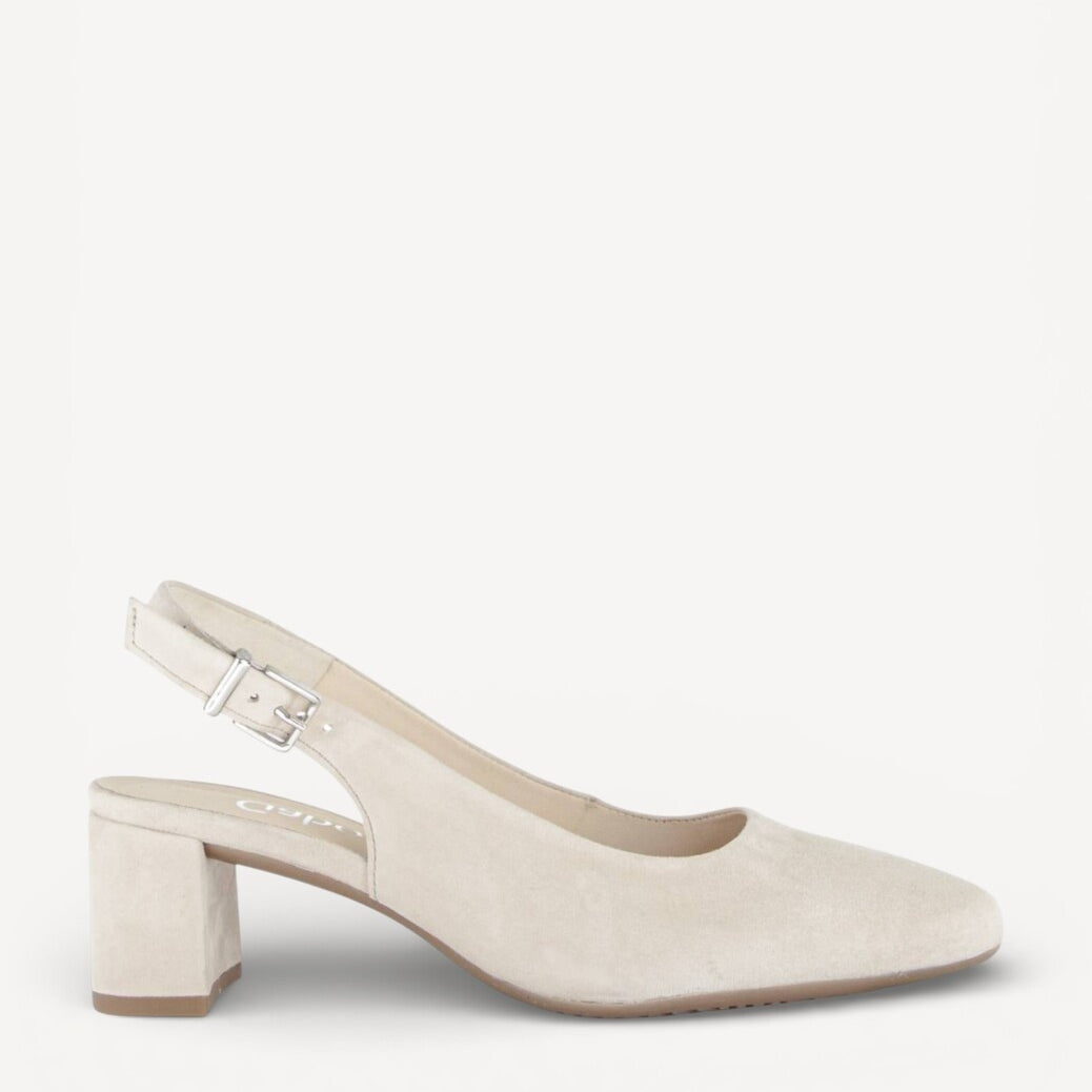 MUIL +SLINGBACK-Beige suède/nubuck