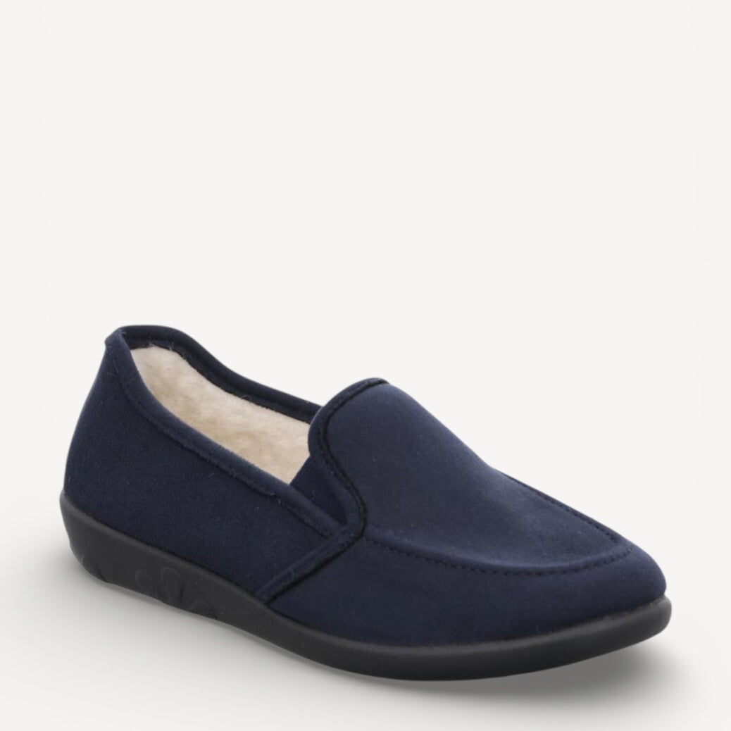 Dames dichte pantoffels-Blauw suède/nubuck