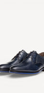 Heren veterschoenen-Blauw leer