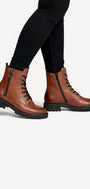 DAMES BOOTS+KORT LAARS-Bruin leer