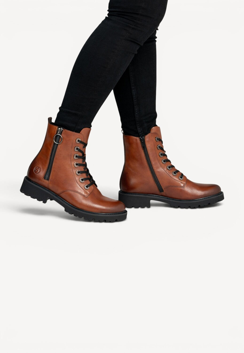 DAMES BOOTS+KORT LAARS-Bruin leer