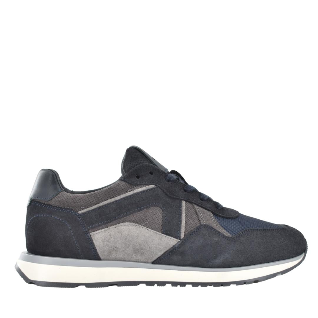 Heren veterschoenen-Blauw suède/nubuck