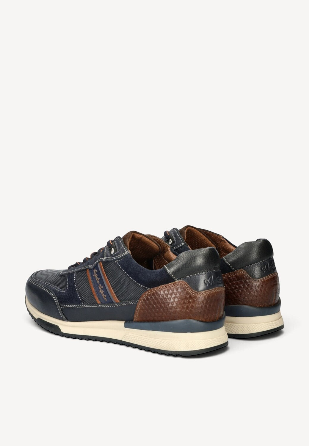 Heren veterschoenen-Blauw leer