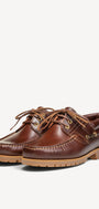 Heren veterschoenen-Bruin leer