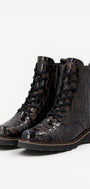 DAMES BOOTS+KORT LAARS-Bruin leer