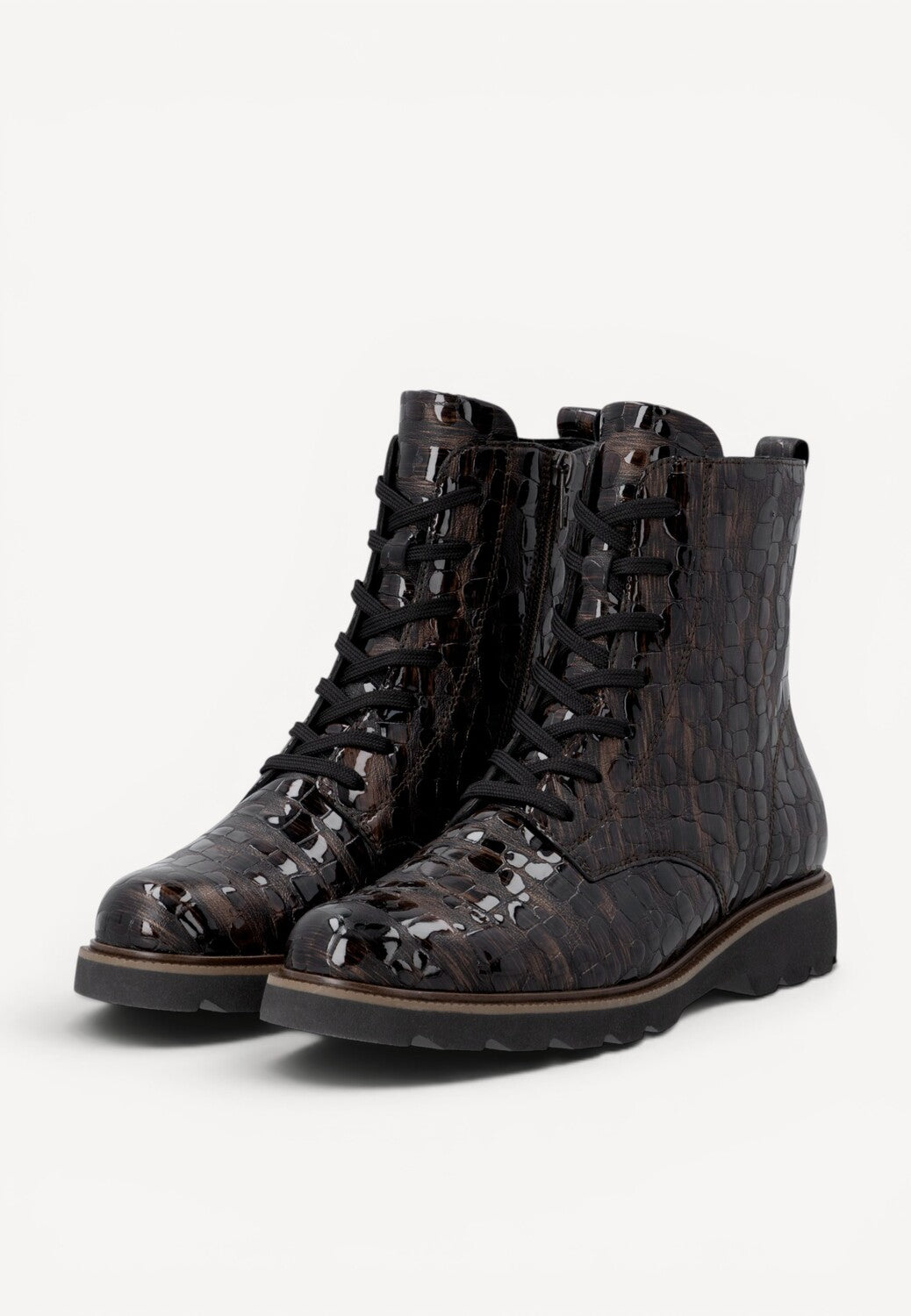 DAMES BOOTS+KORT LAARS-Bruin leer
