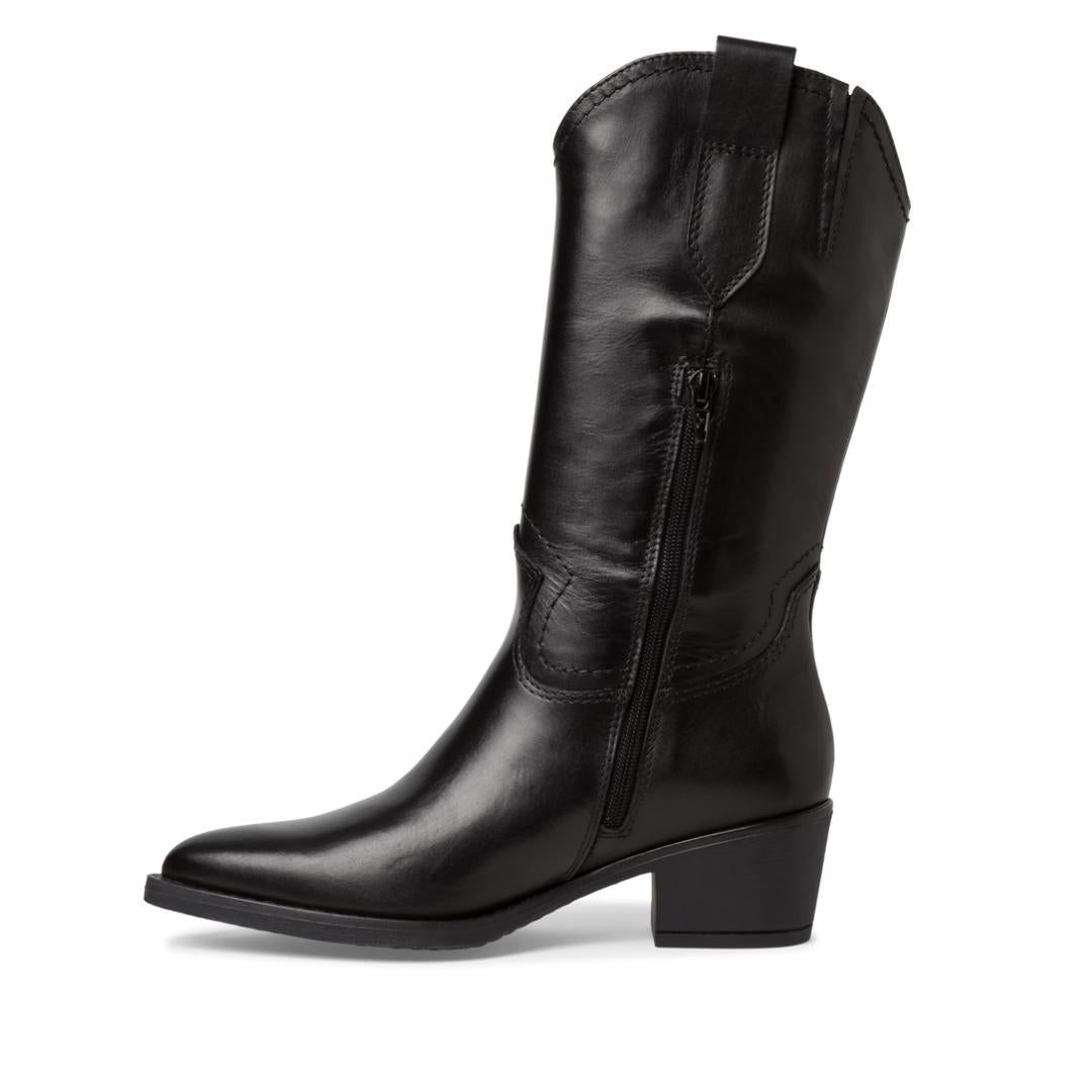 DAMESLAARS LANG/HALFHOOG-Zwart leer