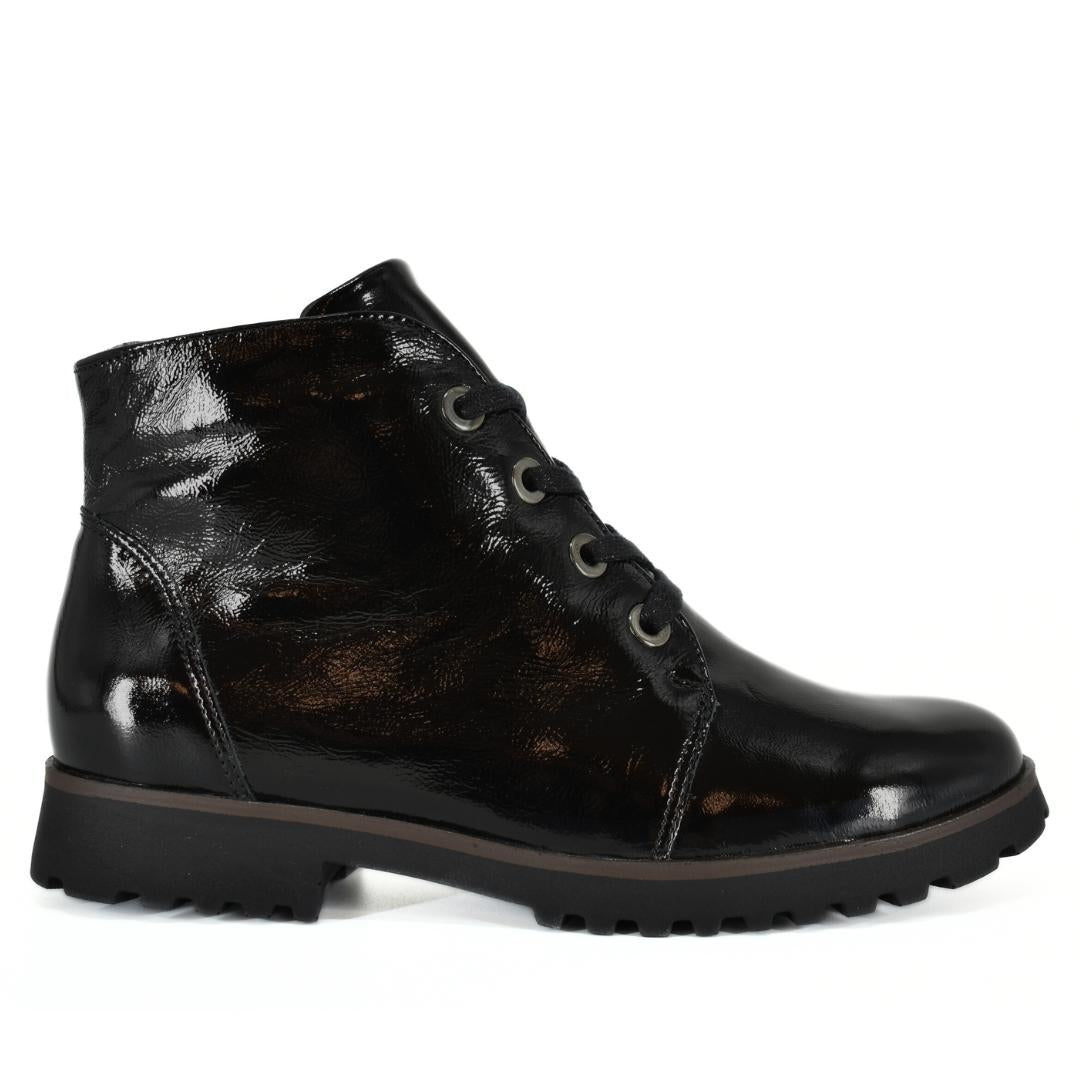DAMES BOOTS+KORT LAARS-Zwart lak