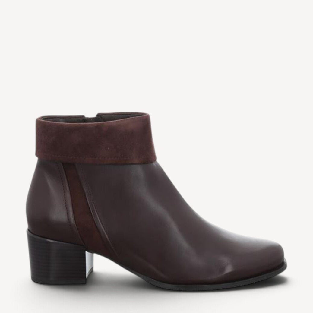 DAMES BOOTS+KORT LAARS-Bruin leer