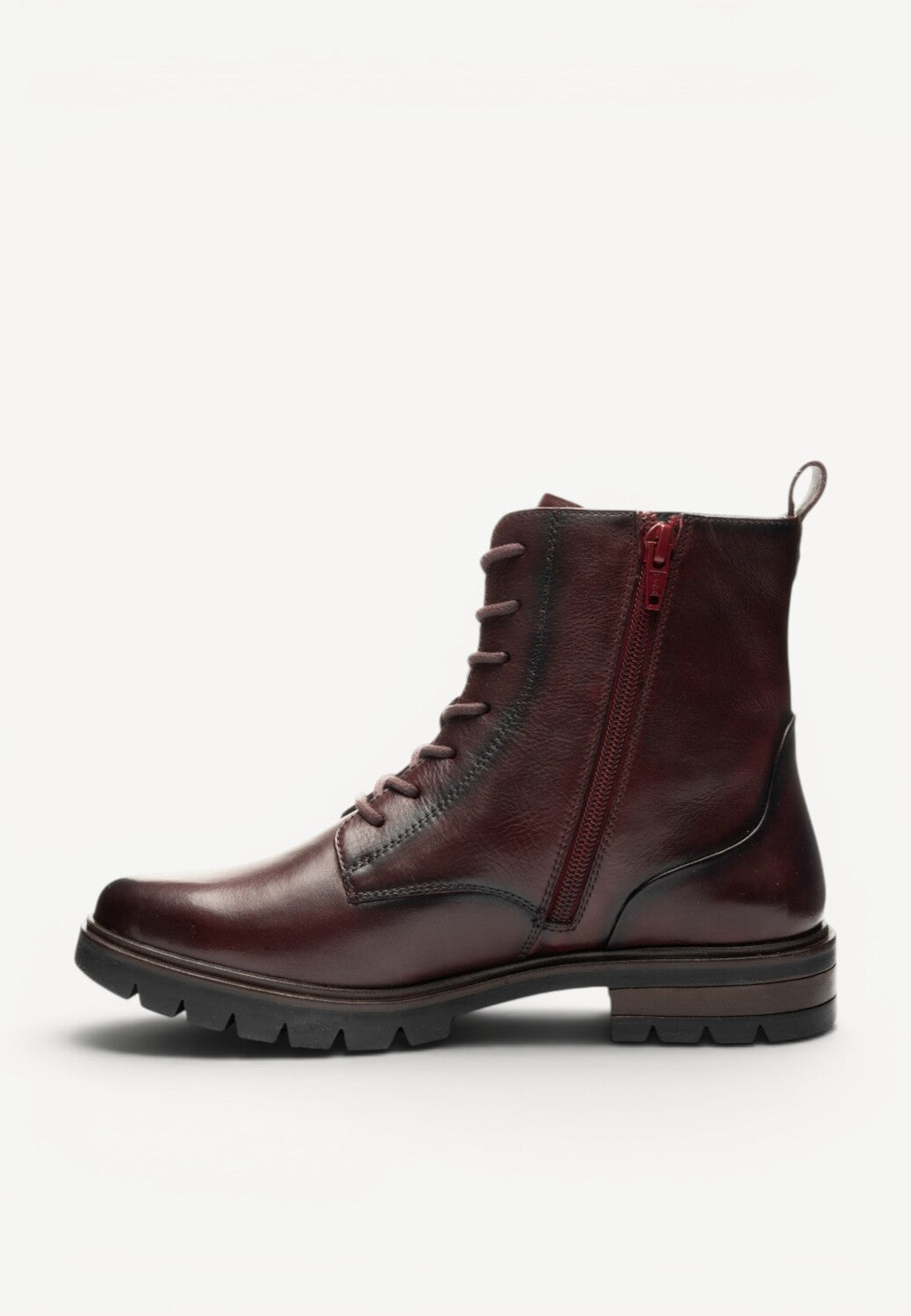 DAMES BOOTS+KORT LAARS-Rood leer