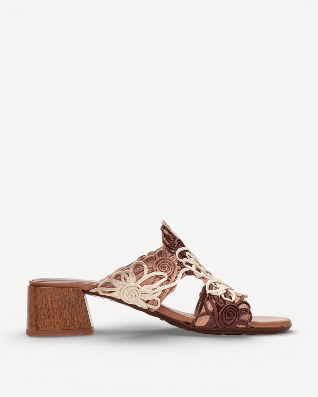 DAMES OPEN SCHOENEN-Bruin combi kleur