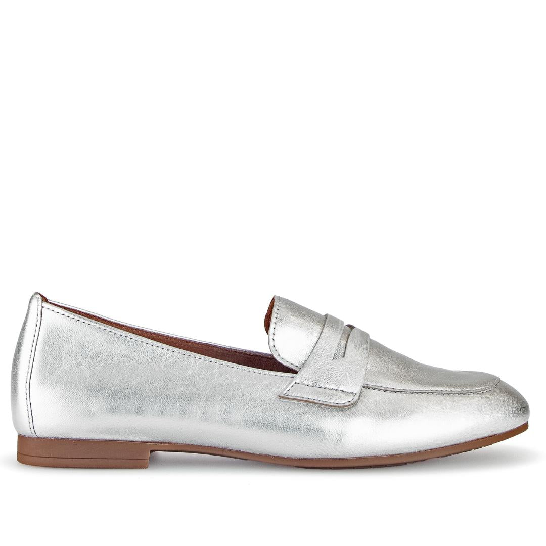 DAMES INSTAPSCHOENEN-Zilver leer