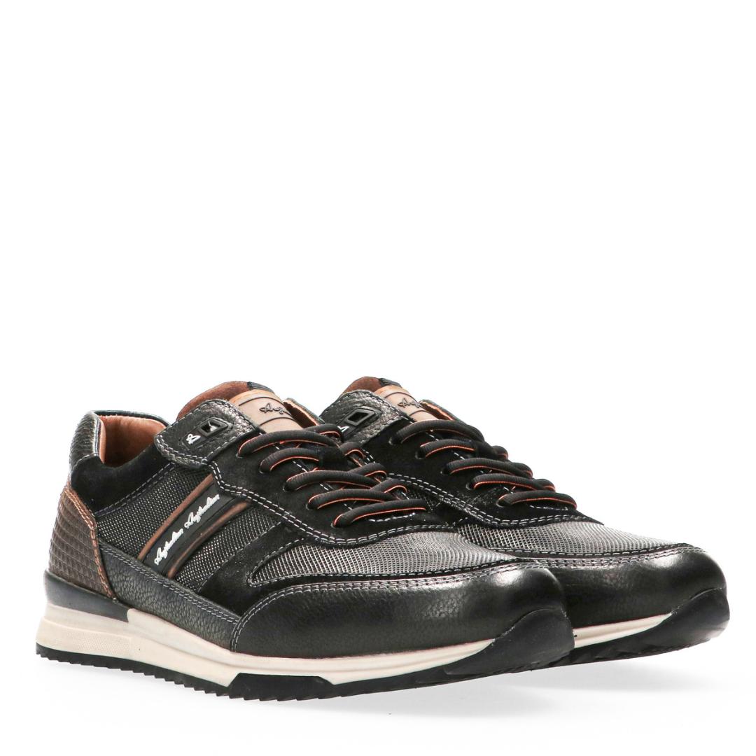 Heren veterschoenen-Blauw leer